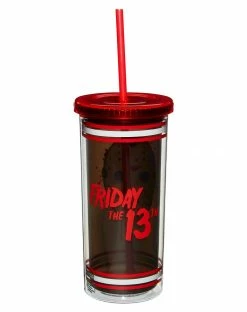 Spirit Halloween Jason Voorhees Jersey Cup with Straw 20 oz. - Friday the 13th -Halloween ACCESSORIES store 01497197 b
