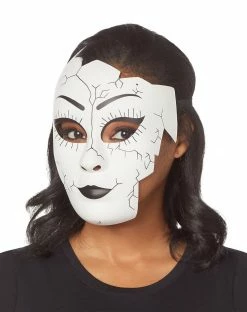Spirit Halloween Broken Doll Half Mask -Halloween ACCESSORIES store 01497213 c