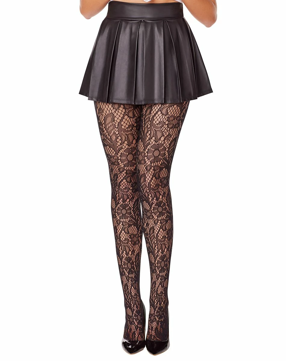 Spirit Halloween Black Floral Tights 2 Spirit Halloween Black Floral Tights - Image 2