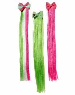 Spirit Halloween Pink and Green Bow Hair Extensions - Disney Zombies