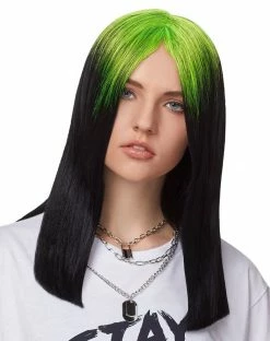 Spirit Halloween Green and Black Ombre Wig