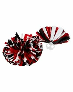 Spirit Halloween Red Black and White Cheerleader Pom Poms