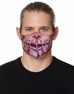 Spirit Halloween Sewn Mouth Killer Face Mask