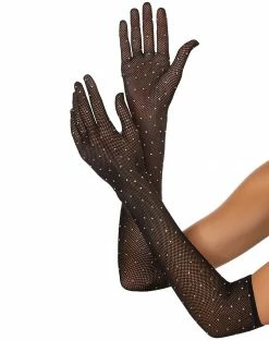 Spirit Halloween Rhinestone Fishnet Gloves