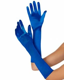 Spirit Halloween Blue Long Satin Gloves