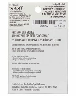 Spirit Halloween Black and Silver Press On Gem Stones -Halloween ACCESSORIES store 01517192 c