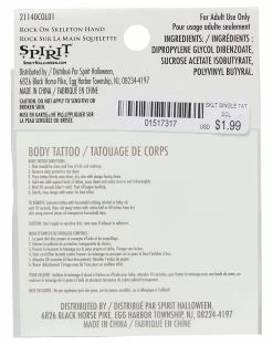 Spirit Halloween Skeleton Rock On Temporary Tattoo -Halloween ACCESSORIES store 01517317 c