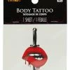 Spirit Halloween Red Lips Sword Temporary Tattoo