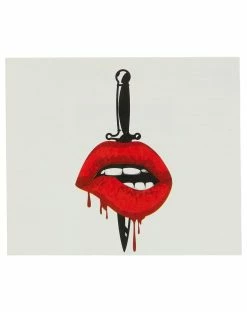 Spirit Halloween Red Lips Sword Temporary Tattoo -Halloween ACCESSORIES store 01517325 c