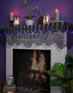 Spirit Halloween Striped Lace Light-Up Mantel Scarf - Beetlejuice