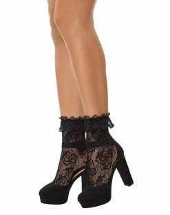 Spirit Halloween Black Lace Ruffle Socks