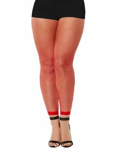 Spirit Halloween Red Footless Fishnet Tights -Halloween ACCESSORIES store 01518984 c