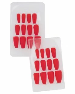 Spirit Halloween Red Matte Coffin Press On Nails