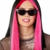 Spirit Halloween Pink and Black Money Piece Wig