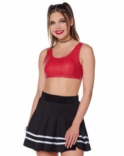 Spirit Halloween Red Faux Leather Sports Bra