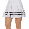 Spirit Halloween White Striped Pleated Cheerleader Skirt