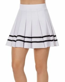 Spirit Halloween White Striped Pleated Cheerleader Skirt