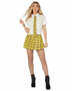 Spirit Halloween Adult Yellow Plaid Plus Size Skirt
