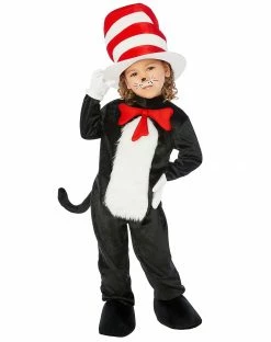 Spirit Halloween Toddler Cat in the Hat Jumpsuit Costume – Dr. Seuss