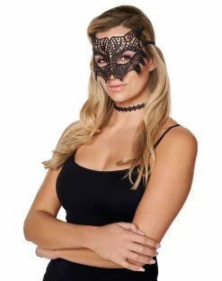Spirit Halloween Black Lace Cat Eye Mask