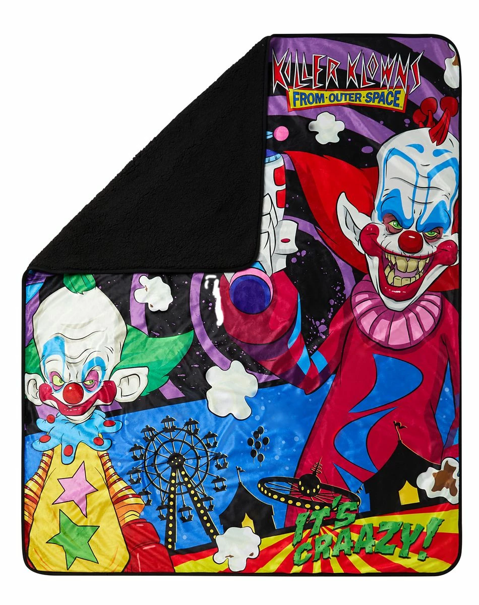 Spirit Halloween Killer Klowns from Outer Space Sherpa Fleece Blanket 2 Spirit Halloween Killer Klowns from Outer Space Sherpa Fleece Blanket - Image 2