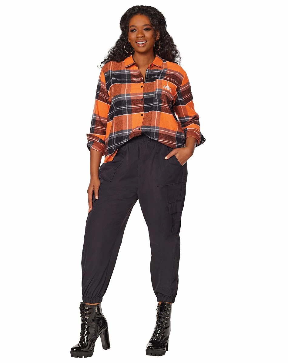 Spirit Halloween Adult Stay Spooky Flannel Shirt 1 Spirit Halloween Adult Stay Spooky Flannel Shirt