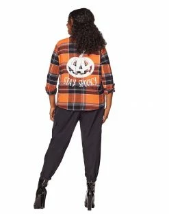 Spirit Halloween Adult Stay Spooky Flannel Shirt 3 Spirit Halloween Adult Stay Spooky Flannel Shirt -Halloween ACCESSORIES store 01541473 b