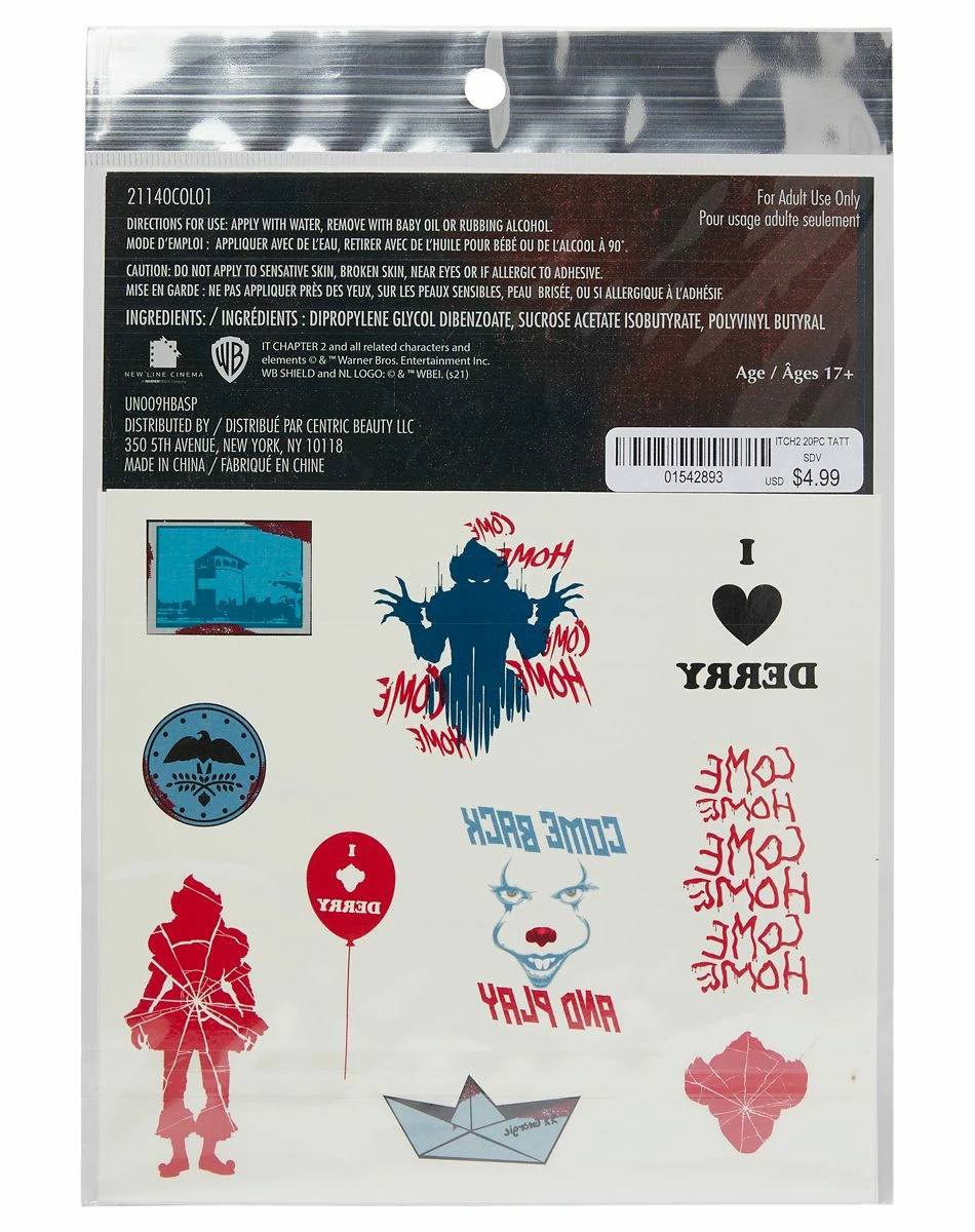 Spirit Halloween It: Chapter Two Temporary Tattoos 3 Spirit Halloween It: Chapter Two Temporary Tattoos - Image 3