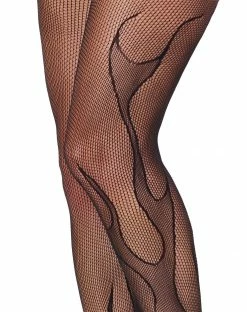 Spirit Halloween Black Devil Flame Fishnet Stockings -Halloween ACCESSORIES store 01543040 c