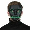 Spirit Halloween Light Up EL Wire Green Stitched Black Half Mask