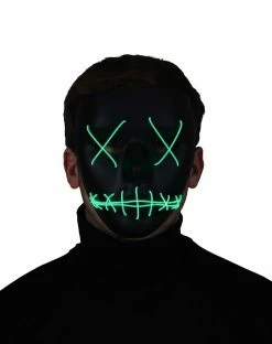 Spirit Halloween Light Up EL Wire Green Stitched Black Half Mask -Halloween ACCESSORIES store 01548692 d