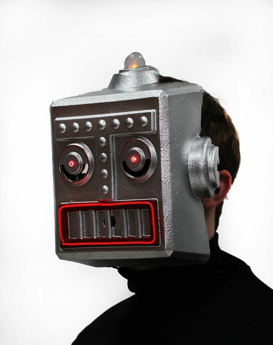 Spirit Halloween Light Up EL Wire Vintage Robot Half Mask 2 Spirit Halloween Light Up EL Wire Vintage Robot Half Mask - Image 2