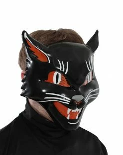 Spirit Halloween Vintage Grinning Black Cat Half Mask -Halloween ACCESSORIES store 01549302 c