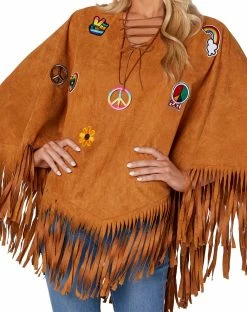 Spirit Halloween Adult Free Spirit Poncho Hippie Costume -Halloween ACCESSORIES store 01550698 c