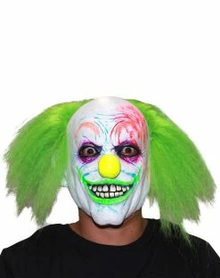Spirit Halloween Neon Green Hair Clown Full Mask