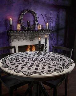 Spirit Halloween Round Lace Beetlejuice Tablecloth