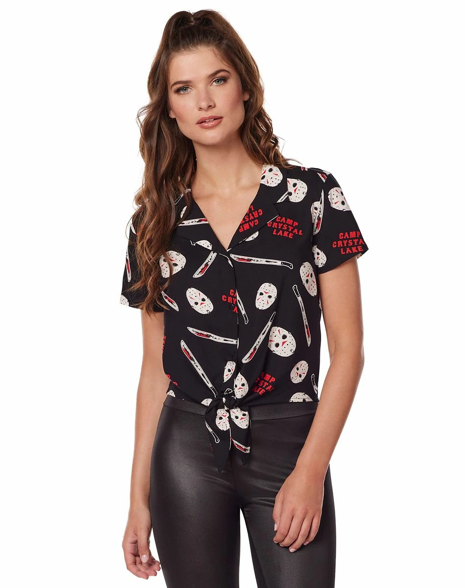 Spirit Halloween Jason Voorhees Tie Front Shirt - Friday the 13th 1 Spirit Halloween Jason Voorhees Tie Front Shirt - Friday the 13th