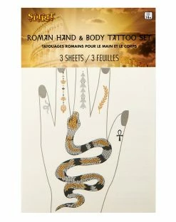 Spirit Halloween Roman Hand and Body Tattoos -Halloween ACCESSORIES store 01567072 e
