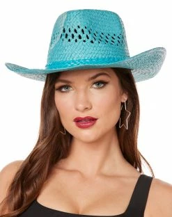Spirit Halloween Blue Straw Cowboy Hat