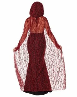 Spirit Halloween Adult Burgundy Lace Cape -Halloween ACCESSORIES store 01574193 b