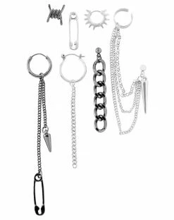 Spirit Halloween Punk Mismatched Earring Set - 7 Pack