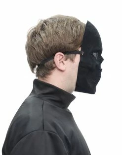 Spirit Halloween Black Velvet Skull Half Mask -Halloween ACCESSORIES store 01577709 c