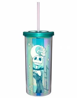 Spirit Halloween Iridescent Jack and Sally Cup with Straw 20 oz. - The Nightmare Before Christmas