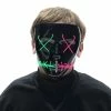Spirit Halloween Light-Up El Wire Green and Pink Stitched Half Mask