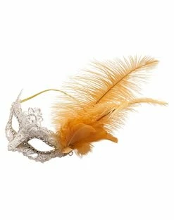 Spirit Halloween Gold Feather and Lace Eye Half Mask -Halloween ACCESSORIES store 01587898 d