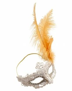 Spirit Halloween Gold Feather and Lace Eye Half Mask -Halloween ACCESSORIES store 01587898 e