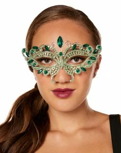 Spirit Halloween Green Butterfly Crystal Eye Half Mask