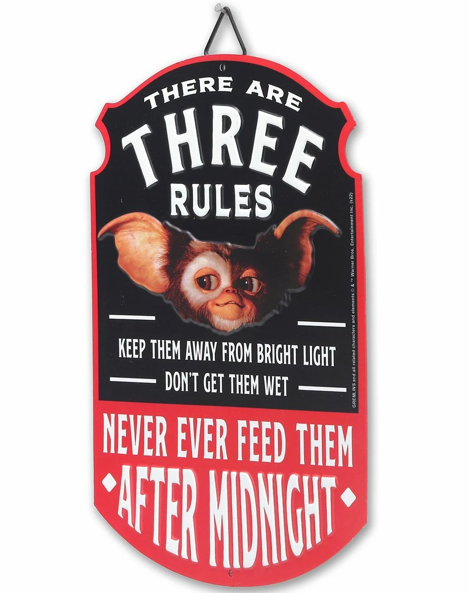 Spirit Halloween Three Rules Gizmo Sign - Gremlins 2 Spirit Halloween Three Rules Gizmo Sign - Gremlins - Image 2