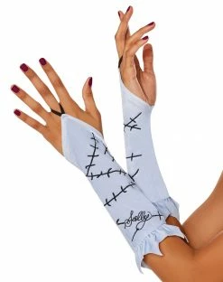Spirit Halloween Sally Ruffle Fingerless Gloves - The Nightmare Before Christmas
