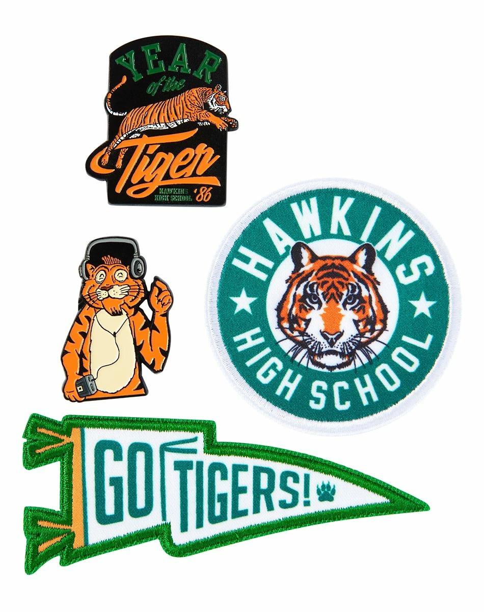Spirit Halloween Go Tigers Pin and Patch Set - Stranger Things 1 Spirit Halloween Go Tigers Pin and Patch Set - Stranger Things
